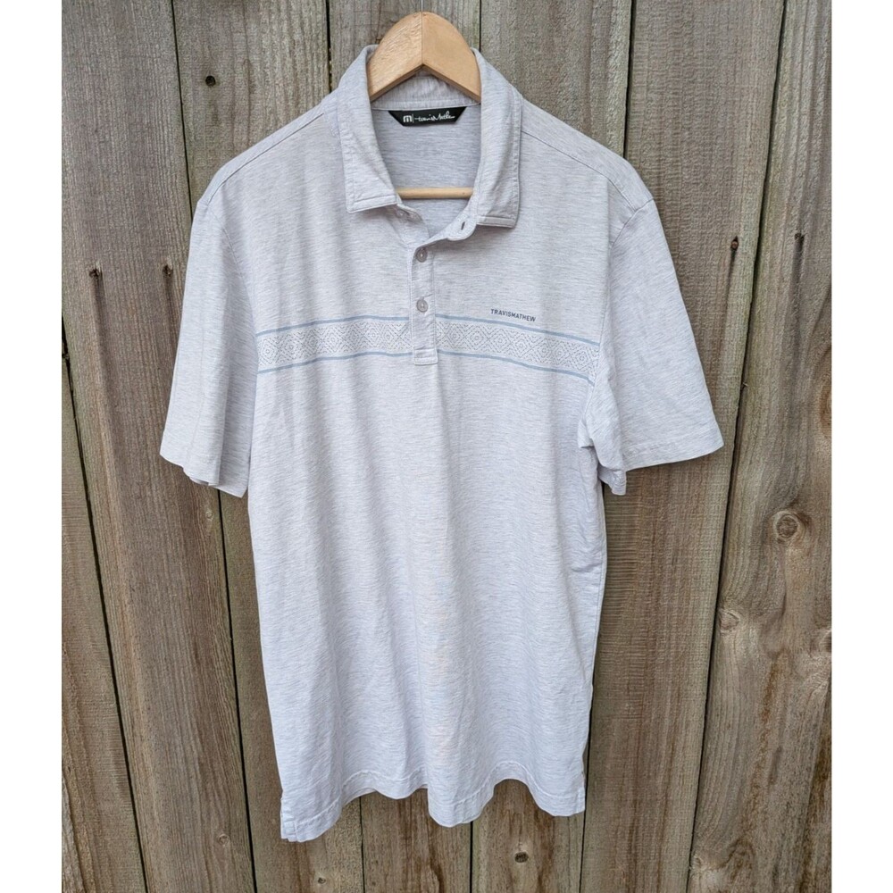 Travis Mathew Local Time Golf Polo Shirt Large Heather Gray Short Sleeve